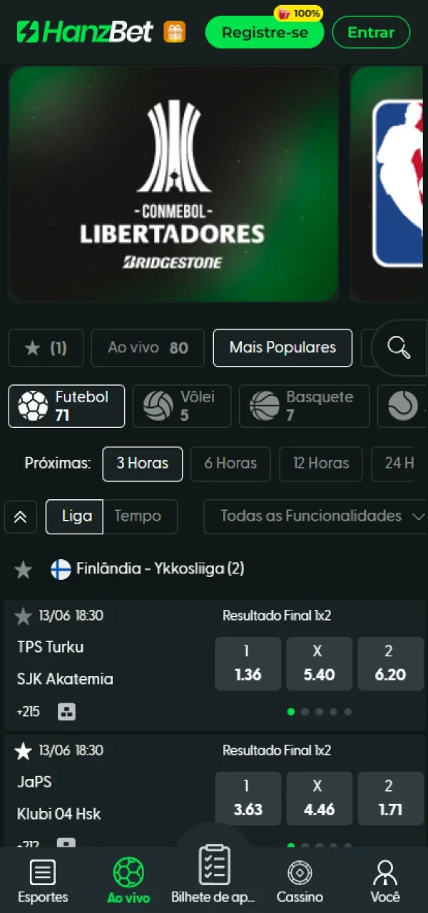 Aposte nos seus desportos favoritos na aplicação HanzBet.