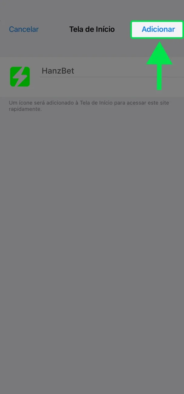 Conclua a adição do atalho do HanzBet ao seu dispositivo iOS.
