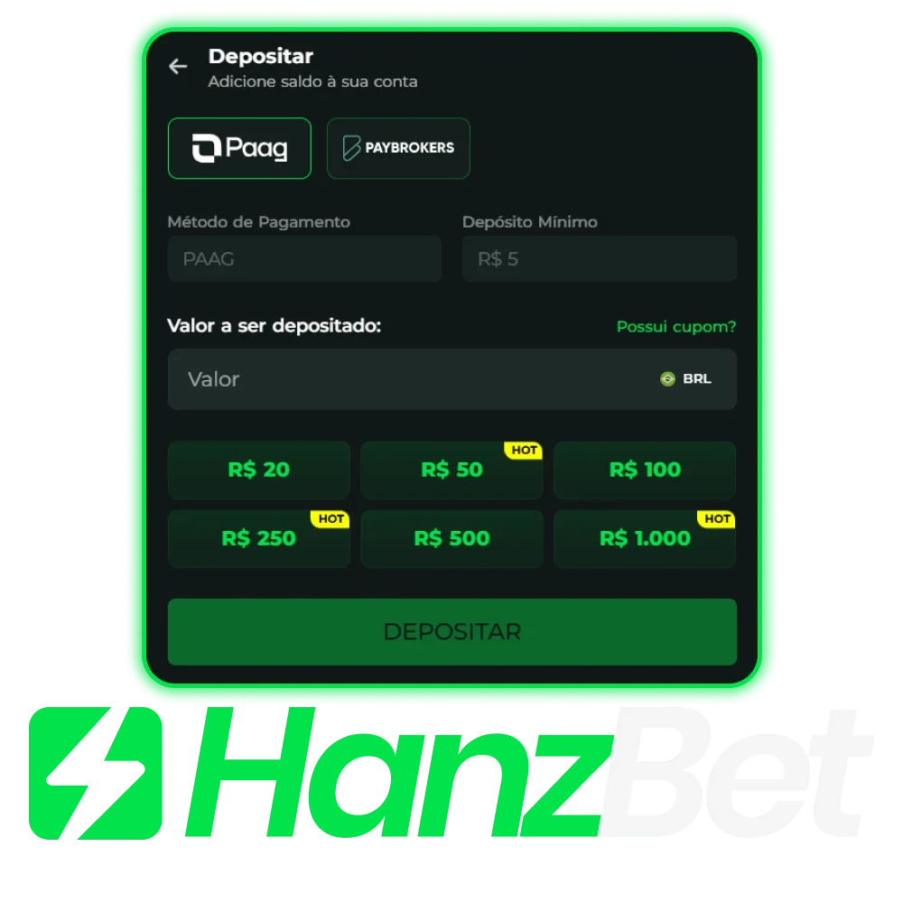 Saiba mais sobre os métodos de depósito e levantamento disponíveis na HanzBet.