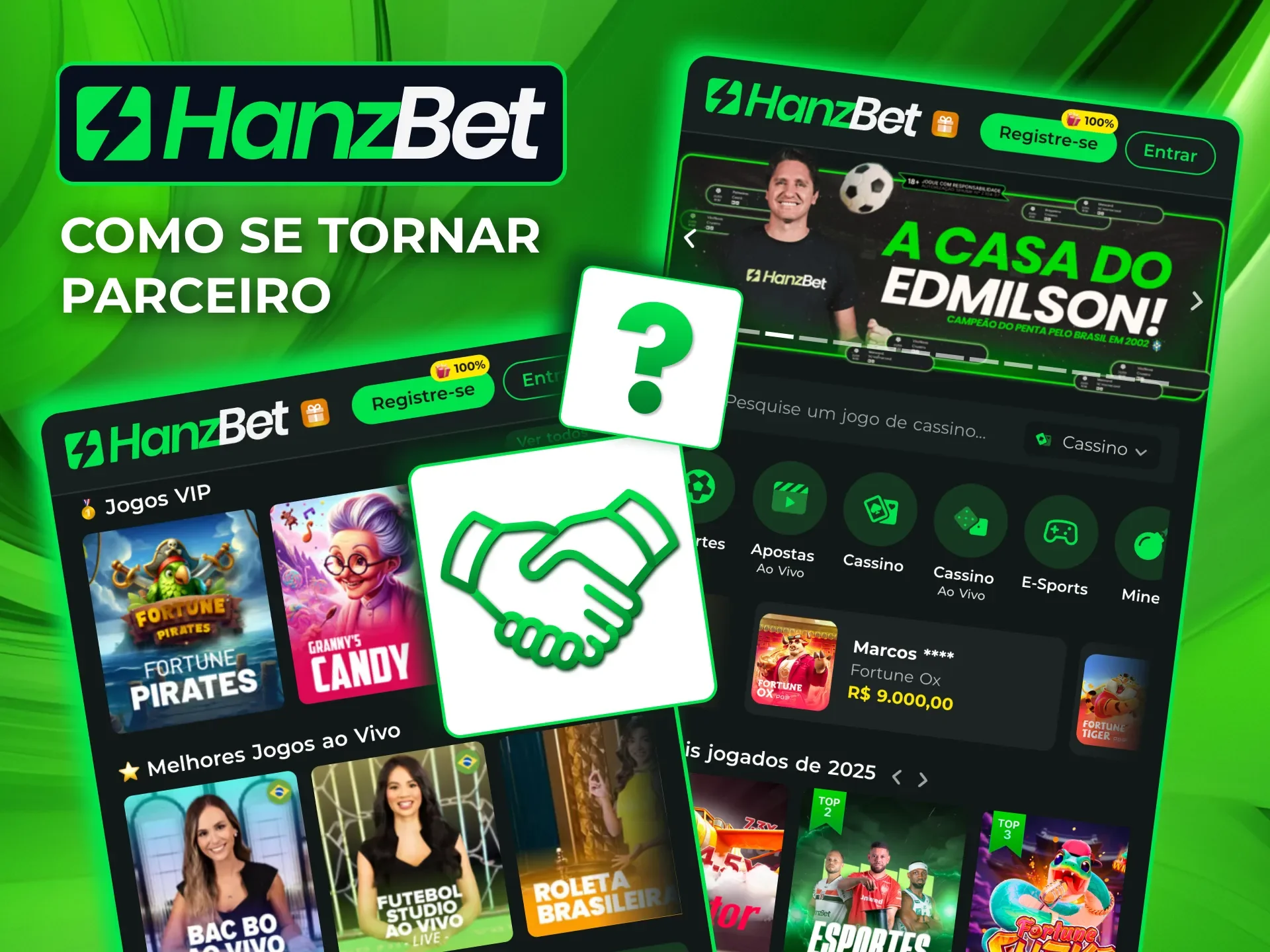 A HanzBet facilita o processo de parceria com cadastro rápido e suporte dedicado.