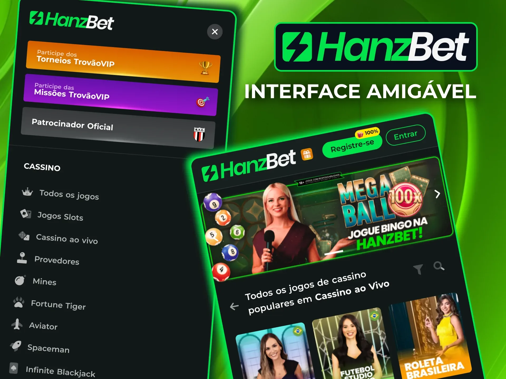 Interface da HanzBet funciona bem em telas grandes e pequenas.
