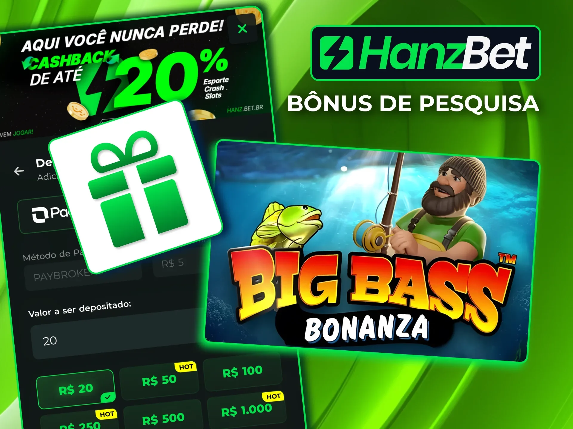 Responda à pesquisa da HanzBet e ganhe 3 giros grátis no Big Bass Bonanza.
