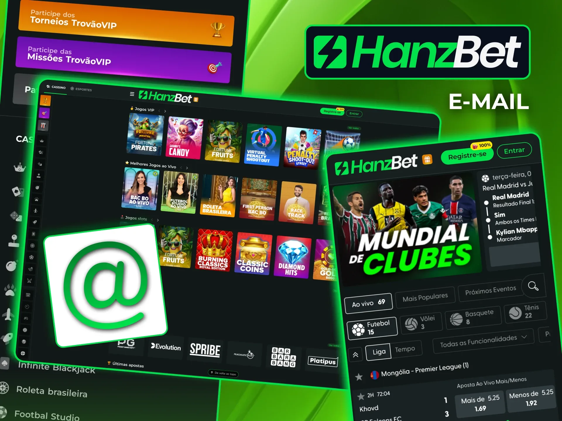 Contato direto com a HanzBet por e-mail para suporte.