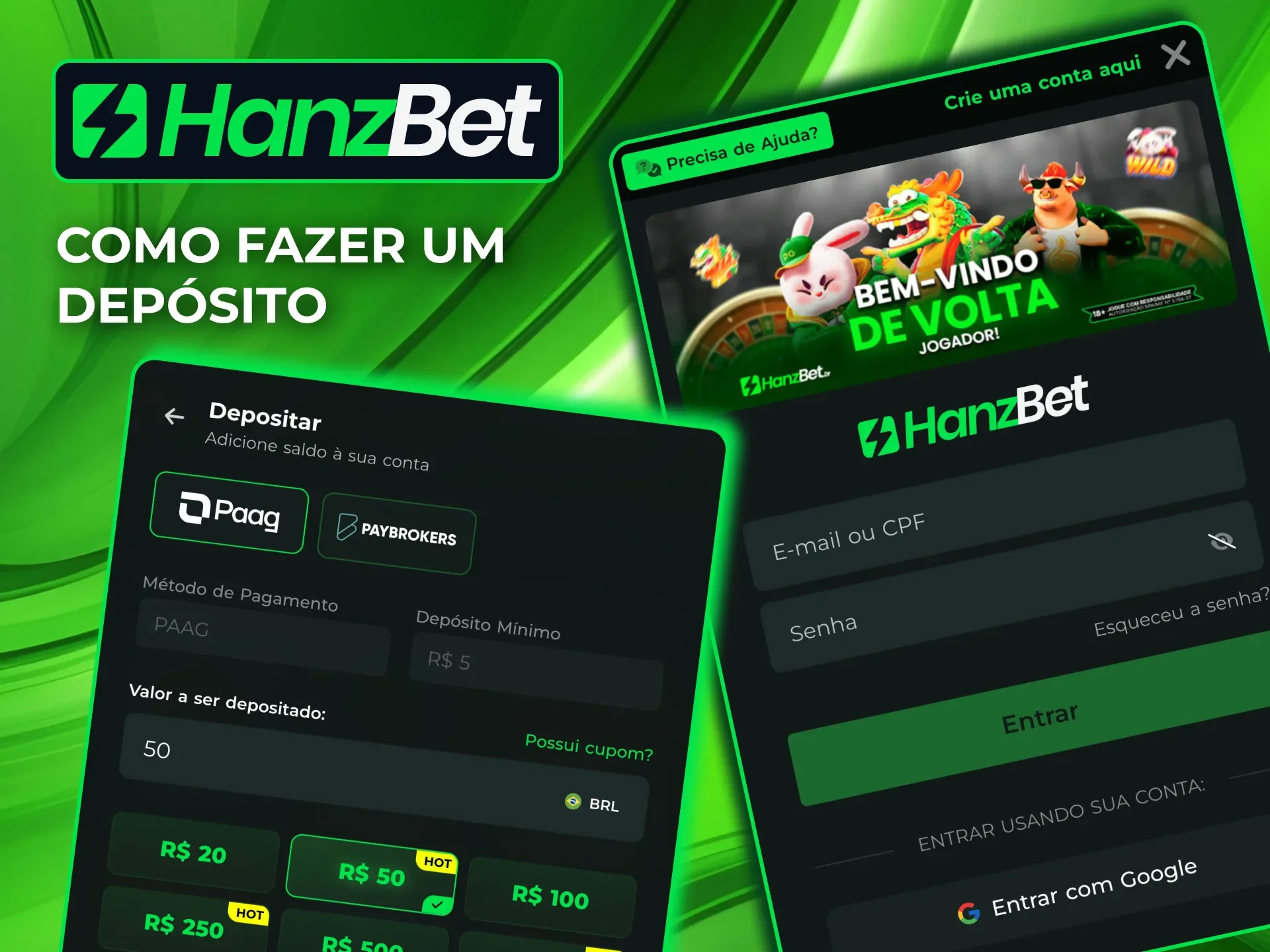 Faça seu primeiro depósito na HanzBet com PIX em poucos passos simples.