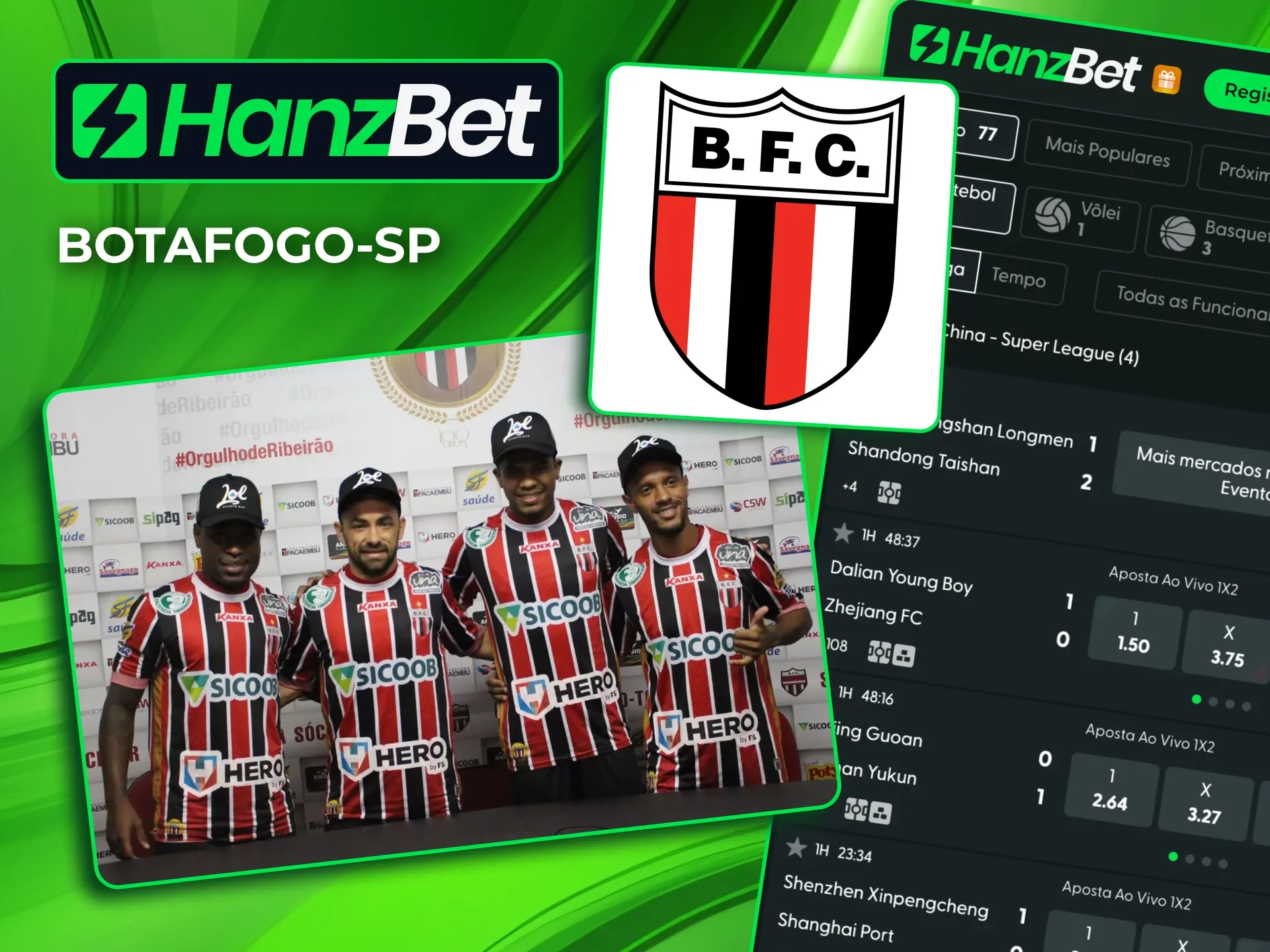 HanzBet apoia o Botafogo-SP, clube centenário e símbolo do futebol paulista.
