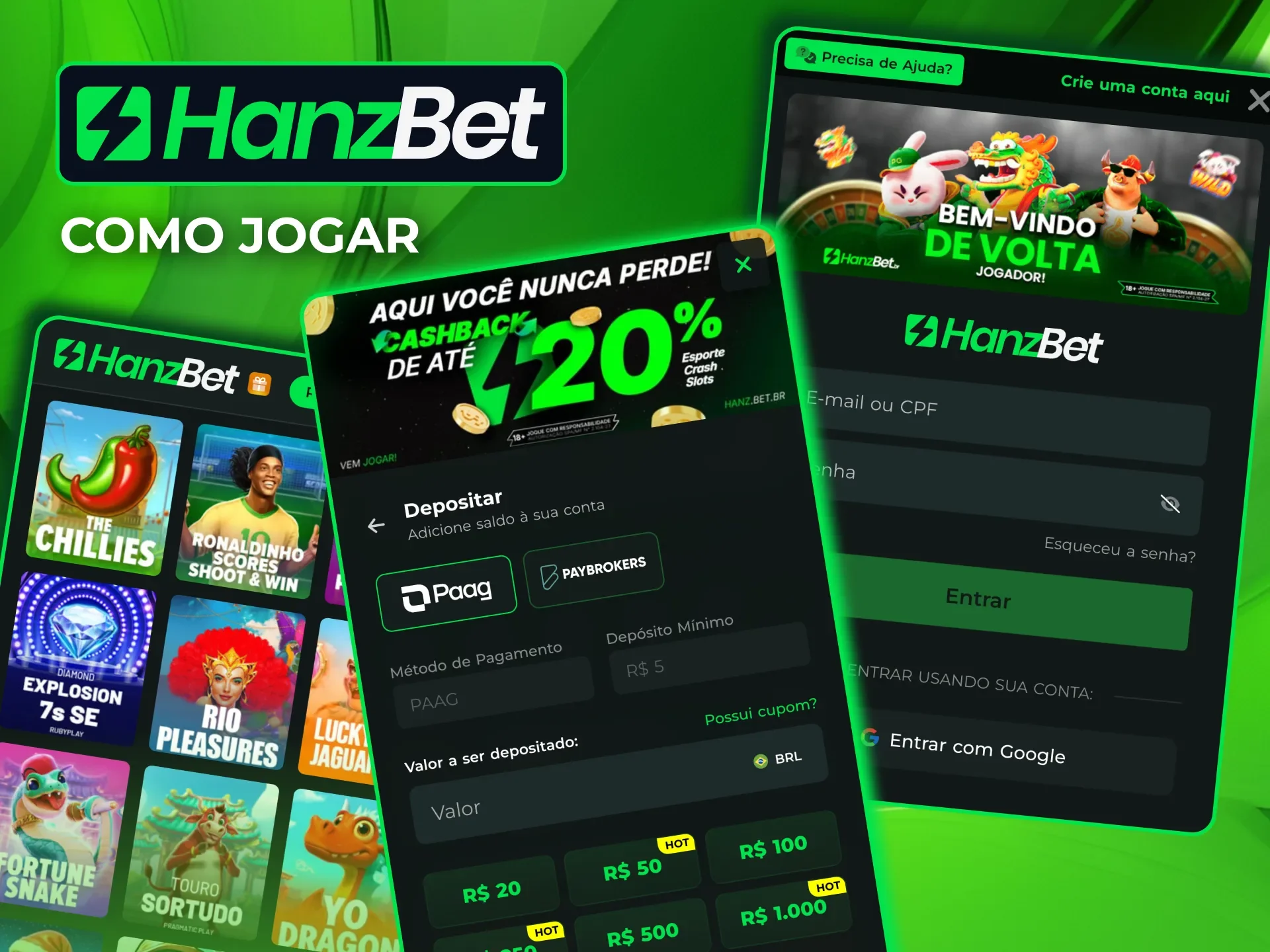 Comece a jogar na HanzBet acessando sua conta e escolhendo um jogo.